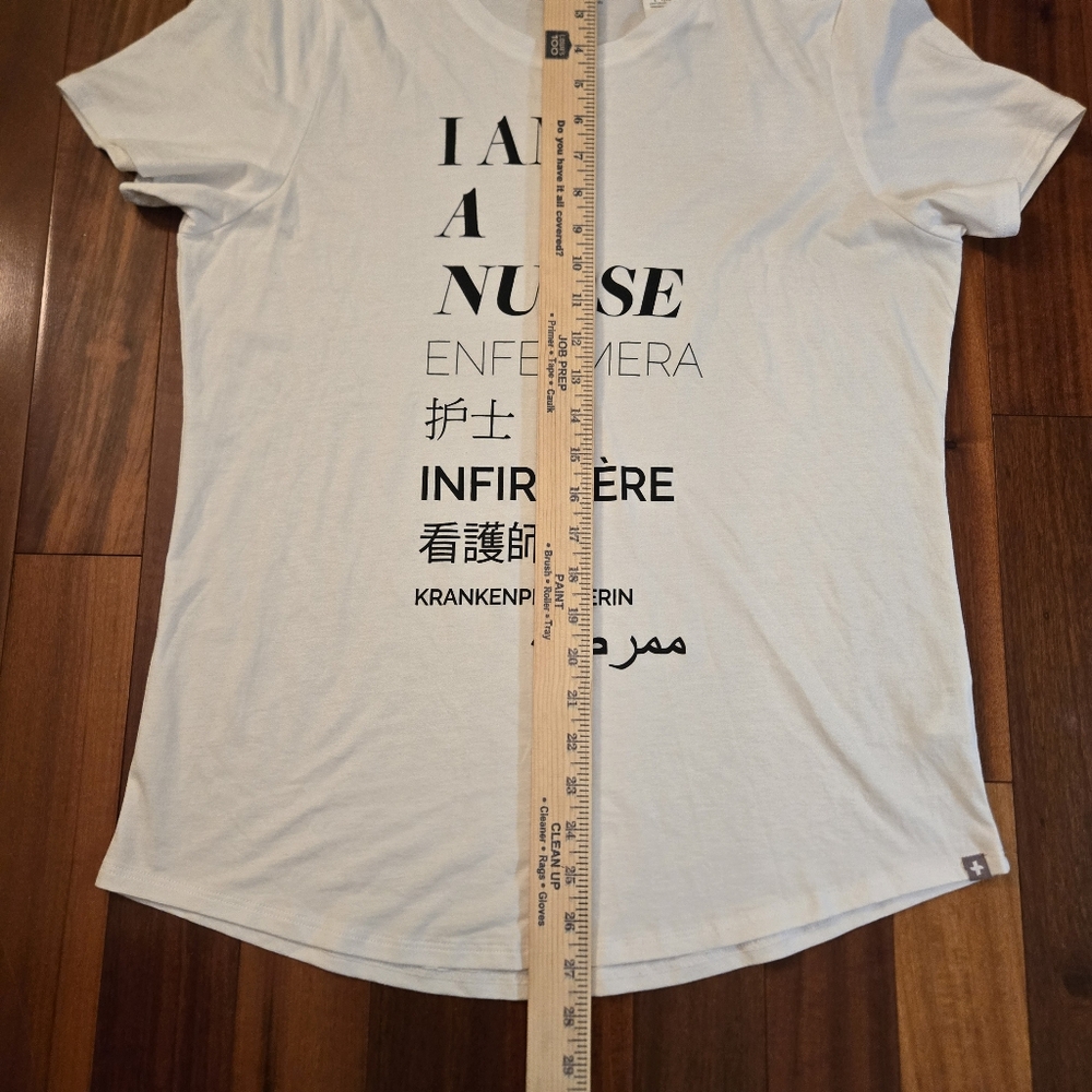 FIGS Multilingual Nurse White Tee, Size L Workwear Casual NWT - Picture 6 of 10